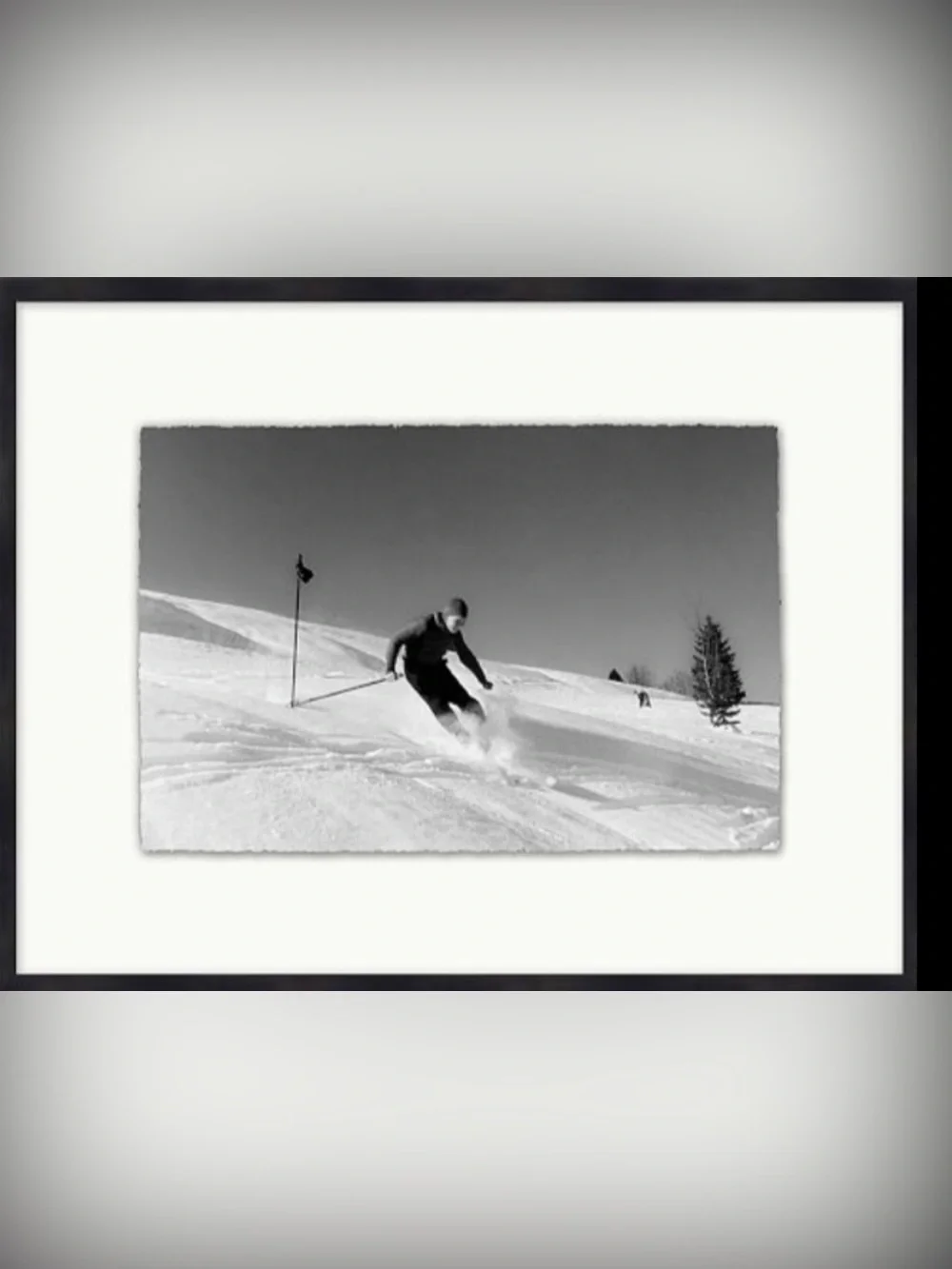 Pottery Barn Vintage Slopes Black & White Ski Photo Framed Print - Set of 2